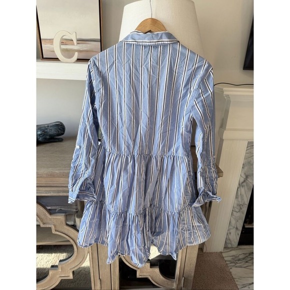 Veronica Beard Atari Cotton Shirt Dress in Blue Stripe Size 2 - Picture 4 of 10